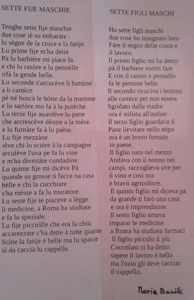 Poesia in dialetto Maria Basile